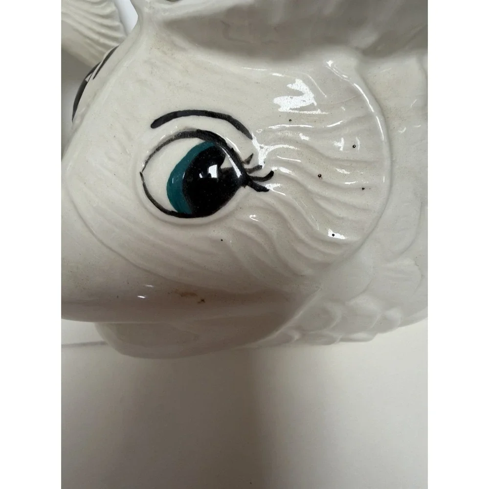 Vintage Ceramic White Fish Planter Pair Graduated Sizes MCM Koi Anthropomorphic - Picture 11 of 12